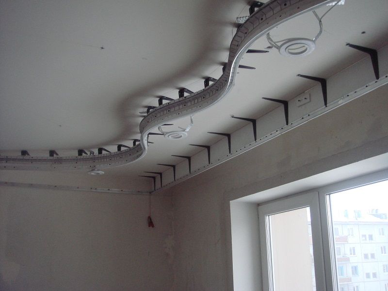 Как делают двухуровневые натяжные потолки