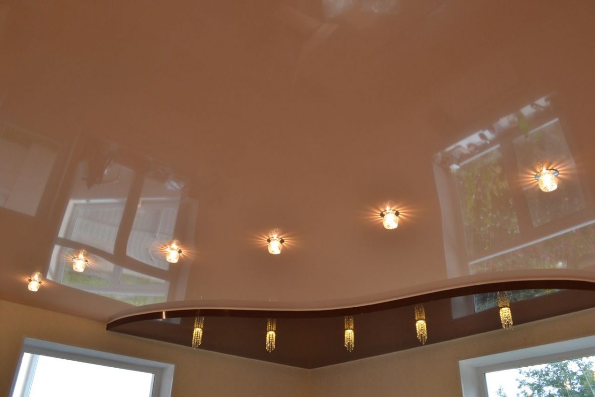 Дизайн потолка двухуровневый натяжной потолок
